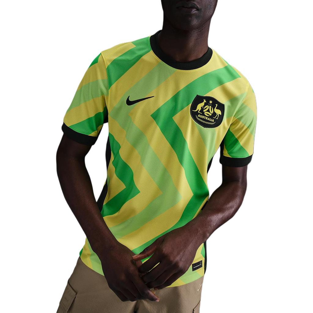Nike Dri-Fit Австралия 2025/26 Домашняя Стадионная Логотип Повседневная Удобная Сухая Короткий Рукав Футболка для Футбола Мужские топы FQ8836-710