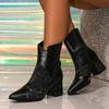 Fashion Liyke Fashion Zip Button Ankle Boots Women Black Leather Pointed Toe Sequined Square High Heels Party Prom Chelsea Shoes Szie 42