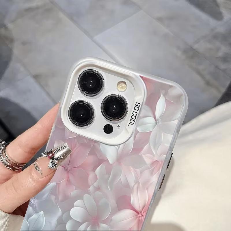 Розовый чехол с цветочным принтом для iPhone 17 16 15 14 13 12 11 Pro Max X XS XR 15 14 Plus 16E 17Air Ударопрочный защитный чехол