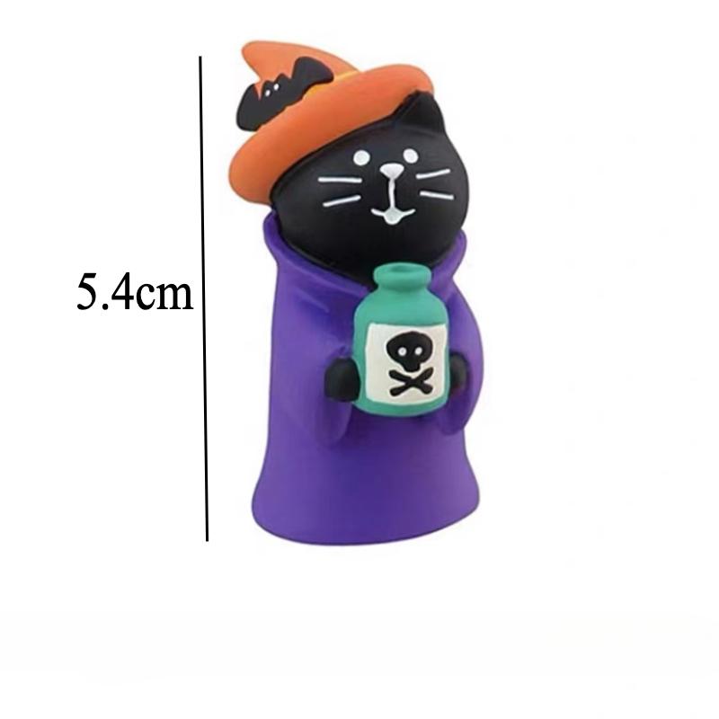 Cute Cat Halloween Concert Miniatures Funny Ghost Figurines Kawaii Shiba Vampire Magic Pumpkin Miniatures DIY Home Decoration