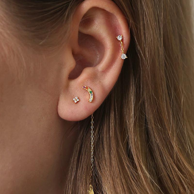 Серьги-гвоздики Huitan Dainty Small Flower, женские, модные, маленькие, свежие, стильные, нежные, женские, золотые, ювелирные изделия, прямая поставка