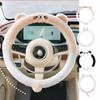 Winter Cartoon Steering Wheel Set Interior Decoration Plush Embroidered Handlebar Gloves Cute