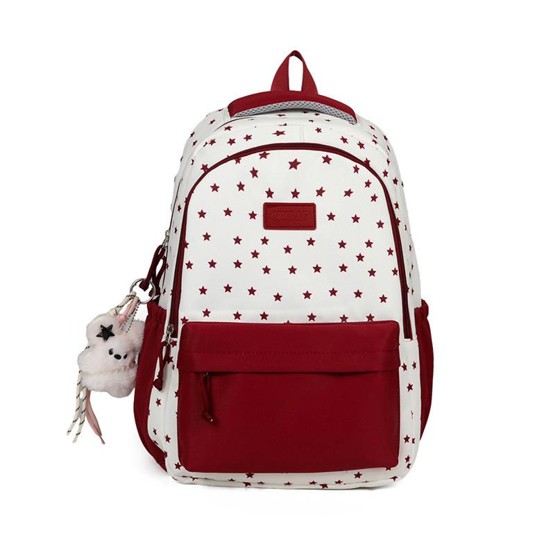 Школьная сумка Новый студент Большая вместимость Студенческий рюкзак в студенческом стиле Ученик средней школы Студент колледжа Милый рюкзак в горошек Высокая ценность