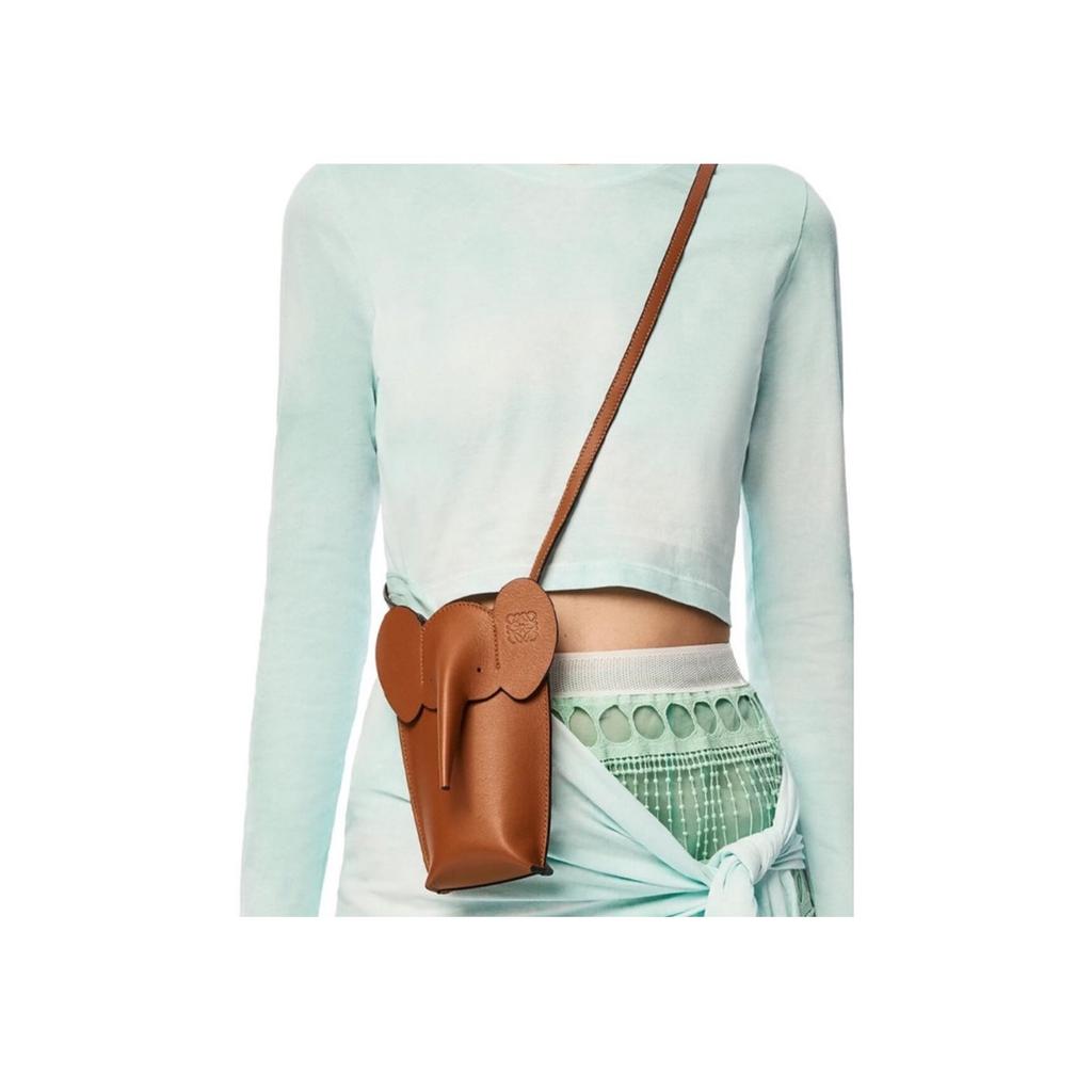 Loewe Elephant Pocket Bag With Adjustable Shoulder Strap And Magnetic Closure Women Handbags Brown C623B02X03-2530