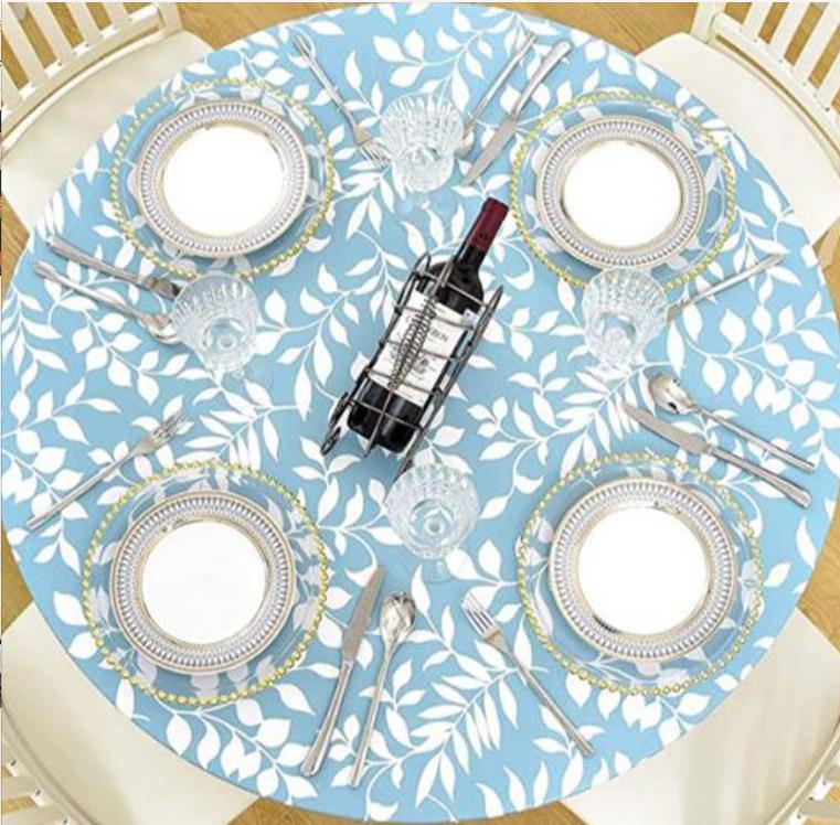 Круглая скатерть из ПВХ, водонепроницаемая, утолщенная, прозрачная, с принтом, деревянная, маслостойкая, пластиковая скатерть на флисовой подкладке, эластичная