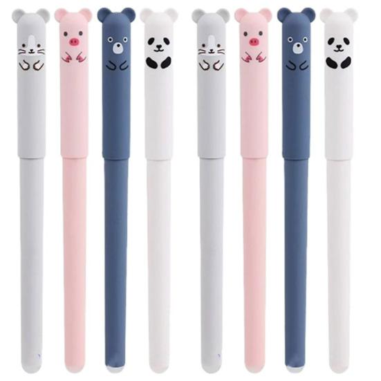 Erasable Gel Pens Fine Point 0.5mm Cartoon Design Rollerball Gel Ink Pens for Adult Kids Writing Calligraphy Note Taking