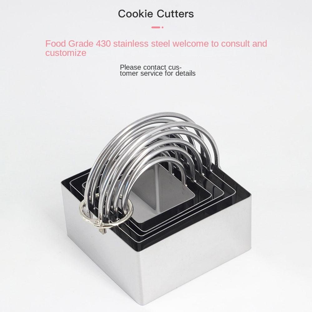 5 Pcs Stainless Steel Biscuit Cutter Molds Square Cookie Mould New Cookie Cutter Set Dough Tools