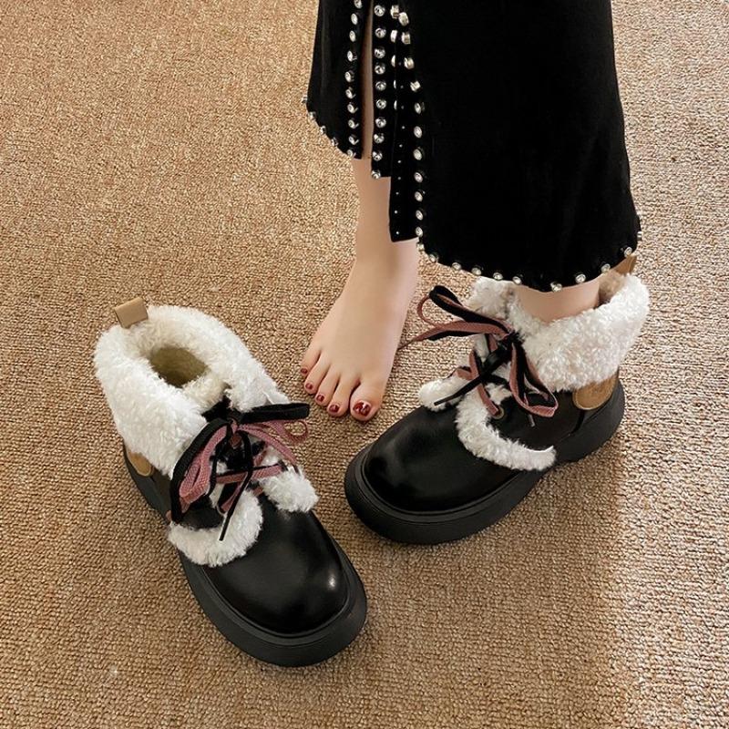 Fashion Women Boots Outdoor Warm Casual Women Ankle Boots 2024 Winter Fashion Shoes Women Platforms Lace Up Snow Boots Ladies Booties