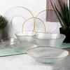 Shallow glass dinner plate, gold, 28 cm