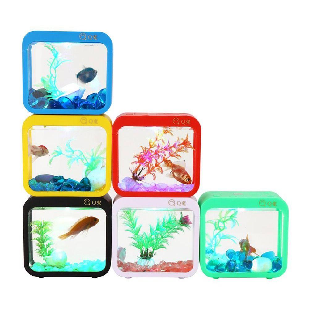 Transparent Fighting Fish LED Fish Tank Plastic Building Block Fish Tank Office