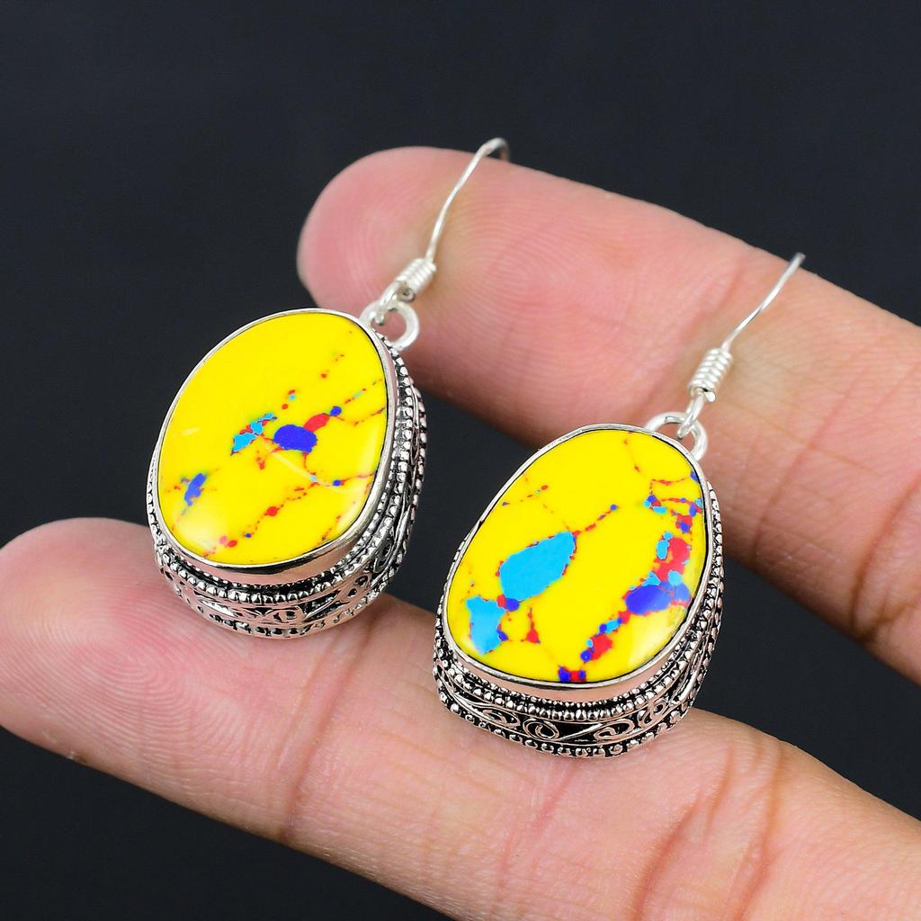 Натуральный Мозаичный Баллонный Яшма 925 Серебро Капля/Подвеска Винтажные Серьги Для Девочек