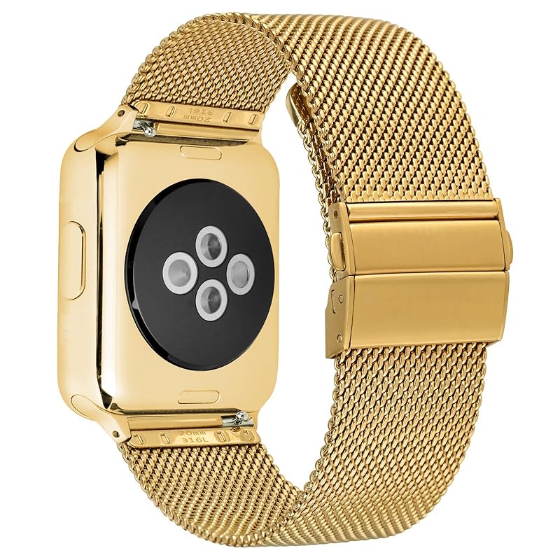 [ANNEFIT] металлический ремешок для часов 22 мм, сетчатый ремешок для часов из нержавеющей стали 316L, сменный ремень с быстросъемным креплением, золотистый