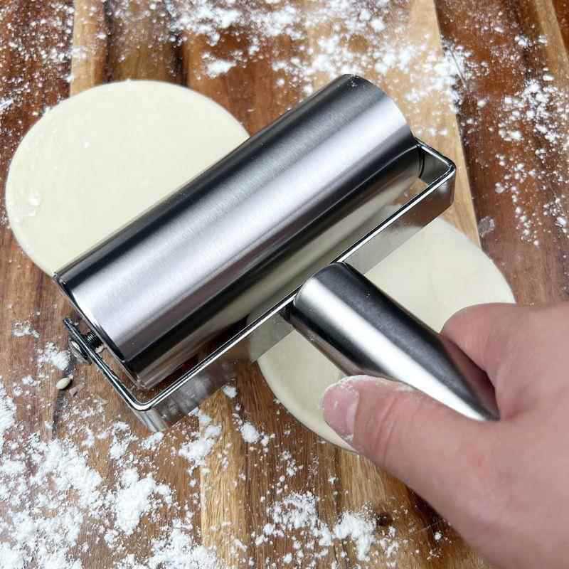 Effort-Saving Stainless Steel Rolling Pin with Wheels for Dough and Dumplings