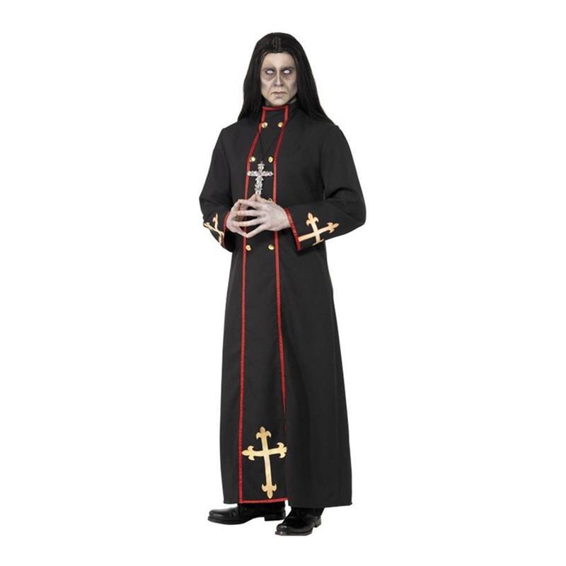 Halloween Costume Men Medieval Renaissance Priest Robe Cosplay Outfit With Cross
