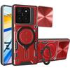 Case for Xiaomi 14T Pro, Case with Metal Stand Ring Camera Protection - Red