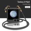 Чехол Galaxy Z Flip 5 Роскошный чехол для телефона с ремешком через плечо для Samsung Galaxy Z Flip 5 5G Гальванический жесткий противоударный защитный чехол