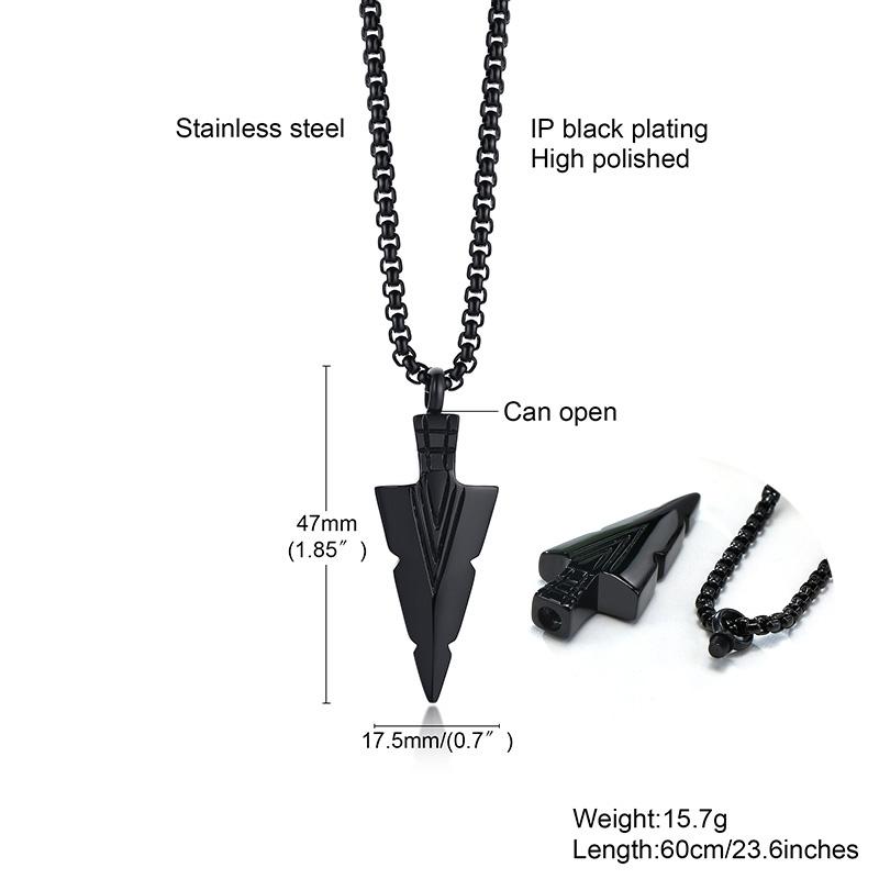 Man Necklace, Arrowhead Kunai Pendant,Stainless Steel Primal Tribal Spear Necklaces,Men Kunai Ethnic Viking Necklace