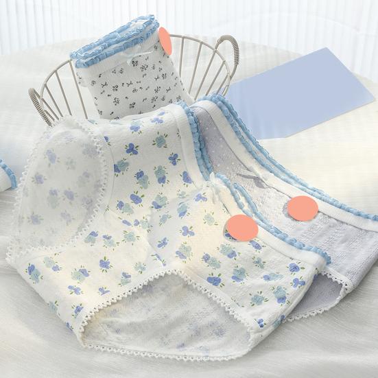 5 Pcs Women's Cotton Briefs Mid Rise Full Coverage Ladies Panties Floral Print Soft Stretch Underwear