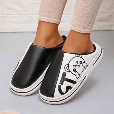 Новые водонепроницаемые домашние тапочки из искусственной кожи для женщин, зимние, сохраняющие тепло, для пар, хлопковая обувь, женские домашние нескользящие утолщенные плюшевые тапочки