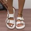 Новая женская повседневная обувь с круглым носком, женская обувь на платформе, легкие пляжные сандалии, обувь с металлической пряжкой, женские сандалии на мягкой подошве