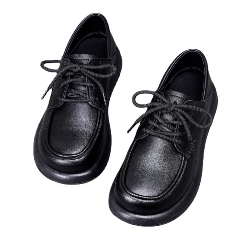 Обувь для женщин, горячая распродажа, осенние женские туфли-лодочки, однотонные, с круглым носком, на платформе и среднем каблуке, водонепроницаемые, со шнуровкой, Zapatos Mujer