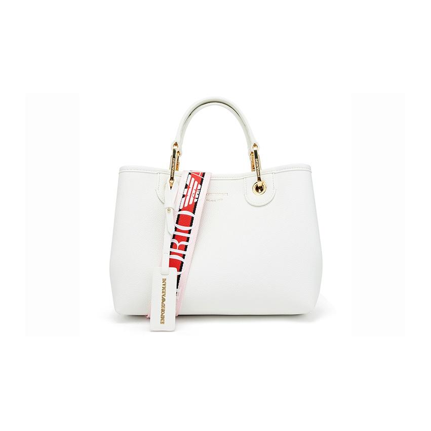 Emporio Armani Minimalist European And American Fashion PU Tote Shoulder Bag Women bags White Y3D166-YFO5B-85219