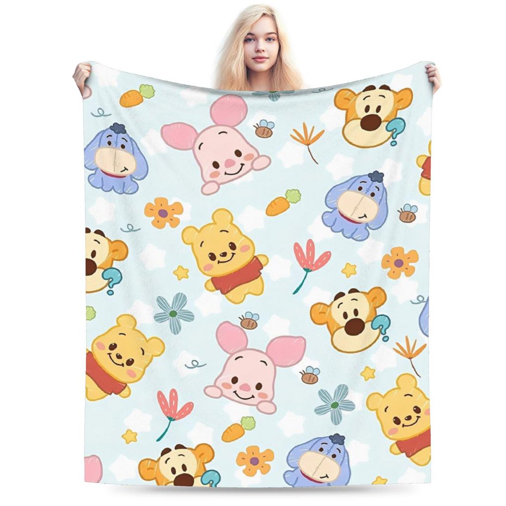 Pooh and Friends Blankets Flannel Summer Air Conditioning Winnie The Pooh Breathable Soft Throw Blankets Sofa Travel Rug Piece