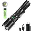 3500mAh Zoomable LED Flashlights High Lumens USB Rechargeable Portable Tactical Laser Torch 9Lighting Modes Emergency Work Light
