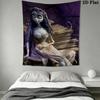 Corpse Bride anime Wall Tapestry Aesthetic Wall Hanging Printed Fabric Blanket Decorative Tapestries for Bedroom Living Room Home Decor