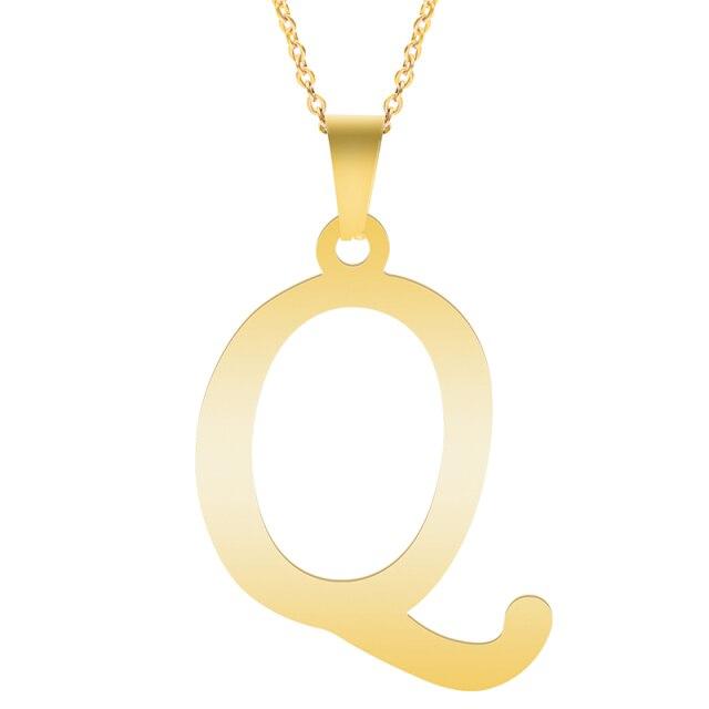 Золотые ожерелья с алфавитом для женщин, ювелирная цепочка на шею, 26 букв, подвески, ожерелье, колье из нержавеющей стали, женский аксессуар