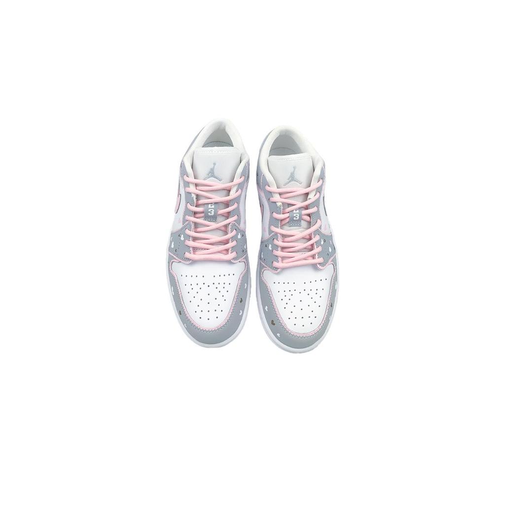 Jordan Air Jordan 1 Low top Vintage Basketball Shoes Women's Gray Pink White DC0774-105(Team652-AJ)