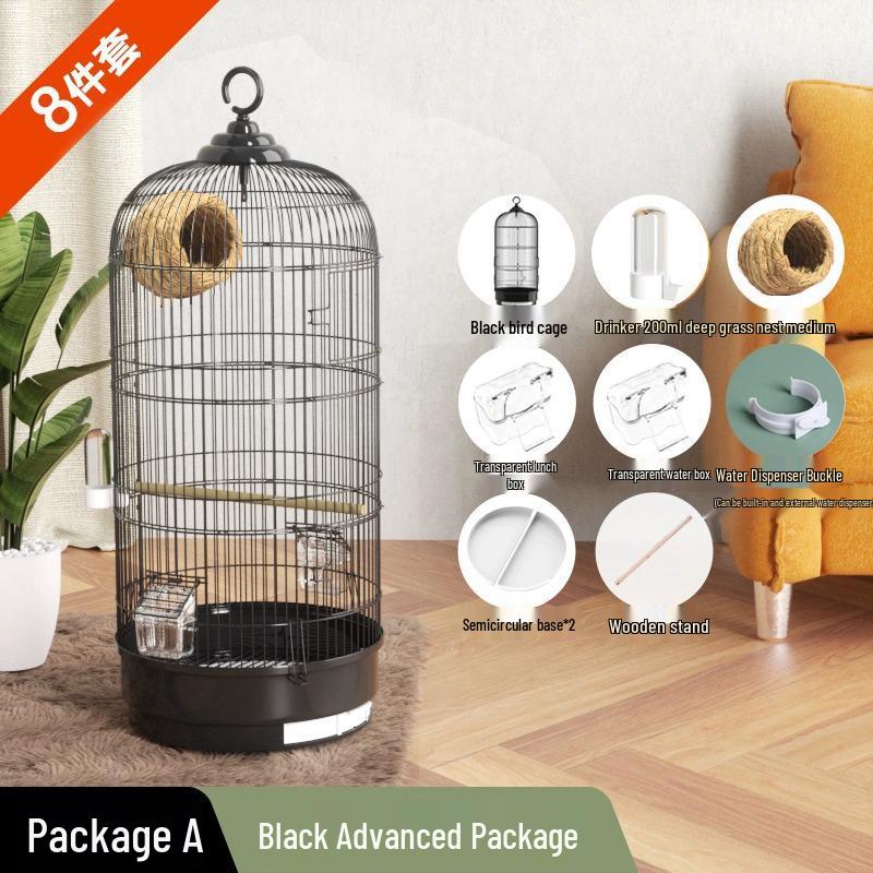 Роскошный круглый металлический набор клеток для попугаев, волнистых попугайчиков, корелл и майны