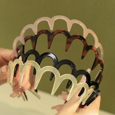 Повязка на голову Wave, повязка на голову Brown, повязка на голову Wave с зубцами, тонкая, нескользящая, женская, для макияжа, расческа для волос Zigzag Band, повязка на голову с зубцами