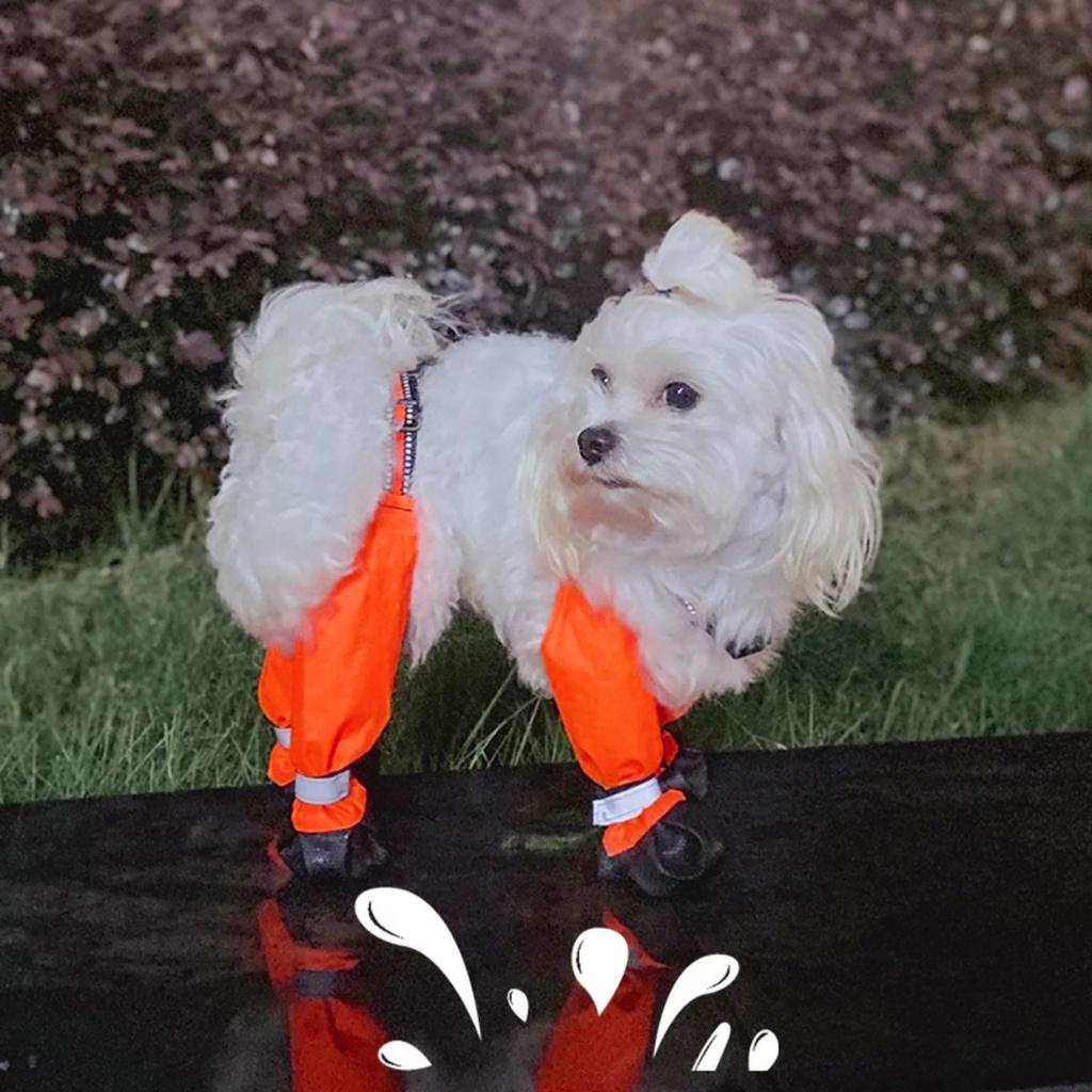 Dog Suspender Booties Anti-Slip Dog Paw Protector Waterproof Boot Leggings Adjustable Dog Shoes For Winter Snow Raining Hiking