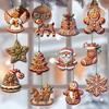 Gingerbread Pendant Wooden Christmas Ornament Santa Claus Gingerbread Men Hanging Decor for Christmas Tree Mantel