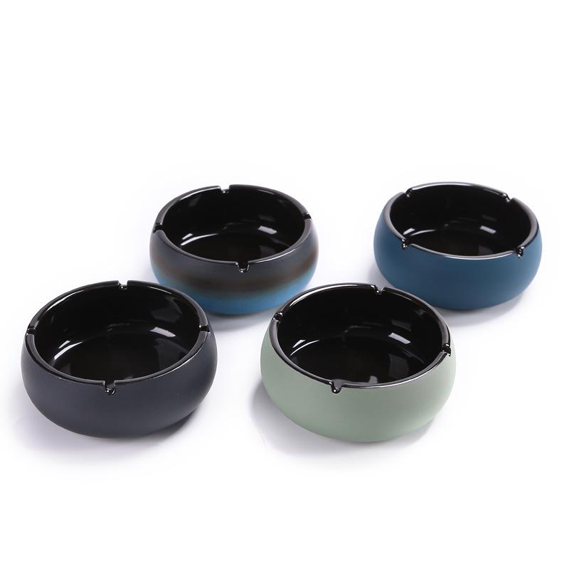 Stoneware ashtray ceramic cigarette butt storage jar home office smoke tank gift safety model with lid
