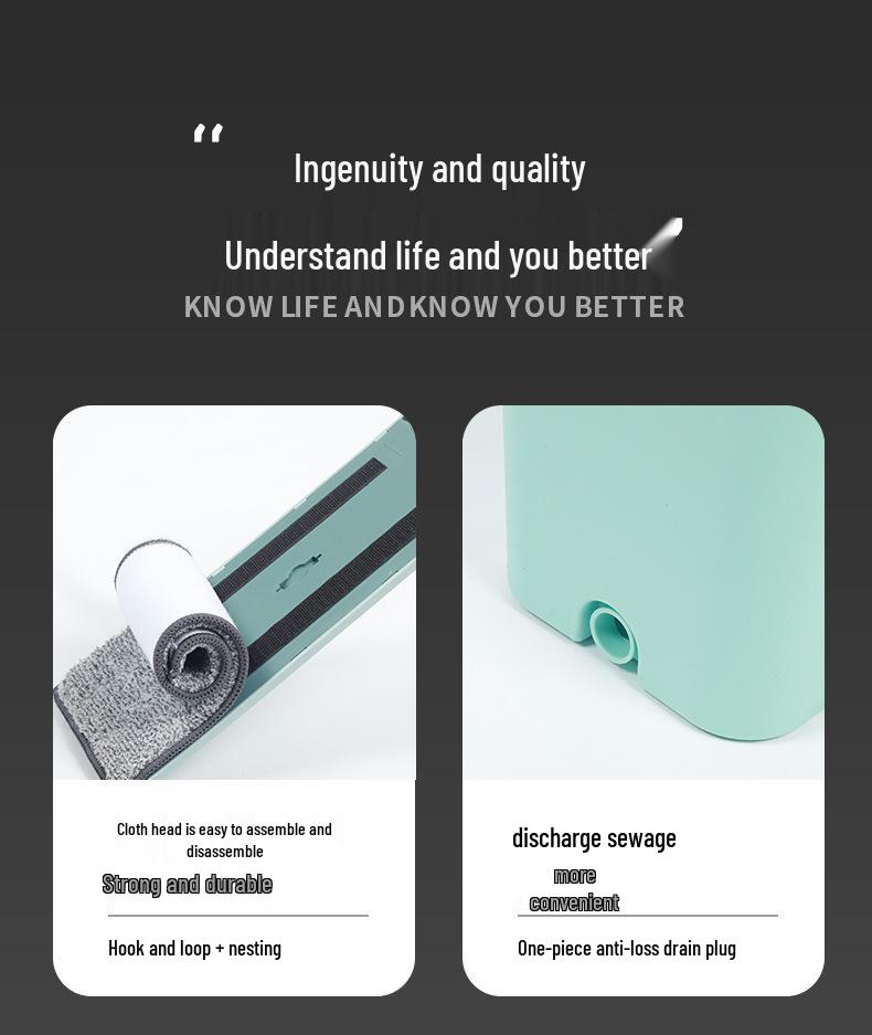 Hands-Free Flat Mop: Dual-Use Scratch-Off Design for Easy, Efficient Cleaning with Bucket.