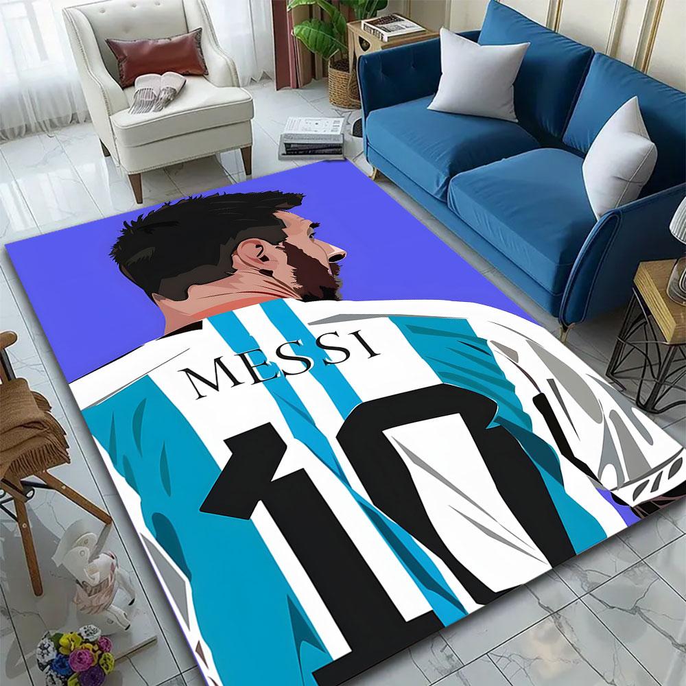 Soccer Star with Striped Jersey Patterned carpet, suitable as a non slip play mat for the living room and bedroom sofa