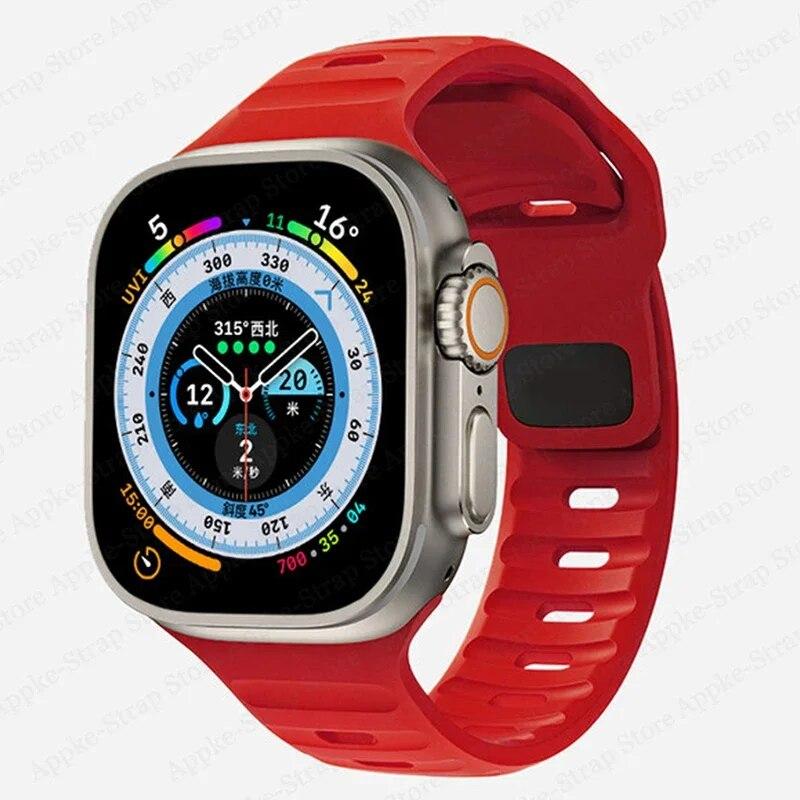Silicone Strap for Apple Watch Band Ultra 2 49mm Correa Bracelet for Iwatch 9 8 7 6 5 SE 4 3 2 1 44mm 40mm 41mm 45mm 38mm 42mm Watchband
