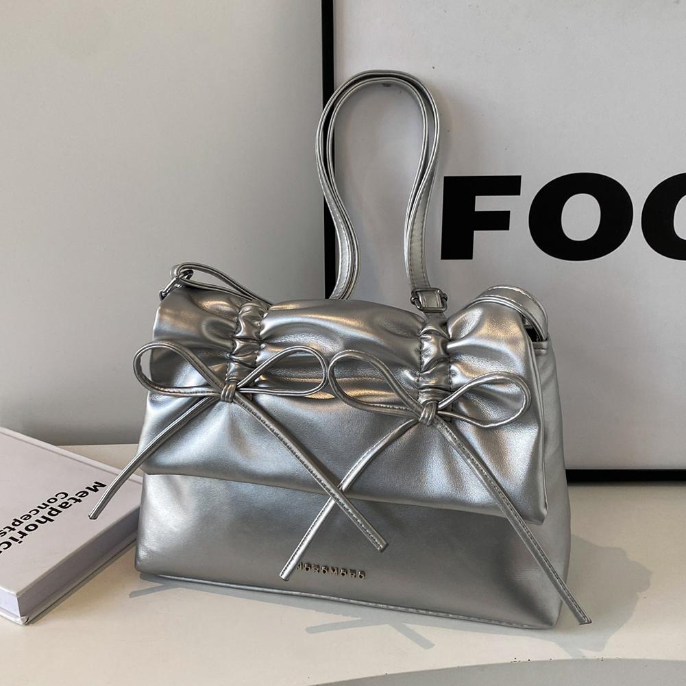 Женская сумка через плечо из искусственной кожи с бантом, повседневная сумка с регулируемым плечевым ремнем, модная сумка, модная сумка для покупок для повседневного офисного использования