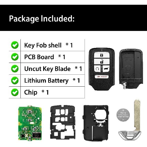 2 Keylessbest Replacement for 2017 2018 2019 2020 Honda Pilot CR-V EX-L Elite Touring Key Fob Remote Control KR5V2X V44 5 Buttons 433MHz