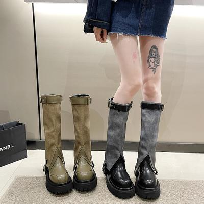 Длинные сапоги 2025 новый взрывной осенний британский стиль пряжка женские высокие сапоги-рыцари, но сапоги до колена
