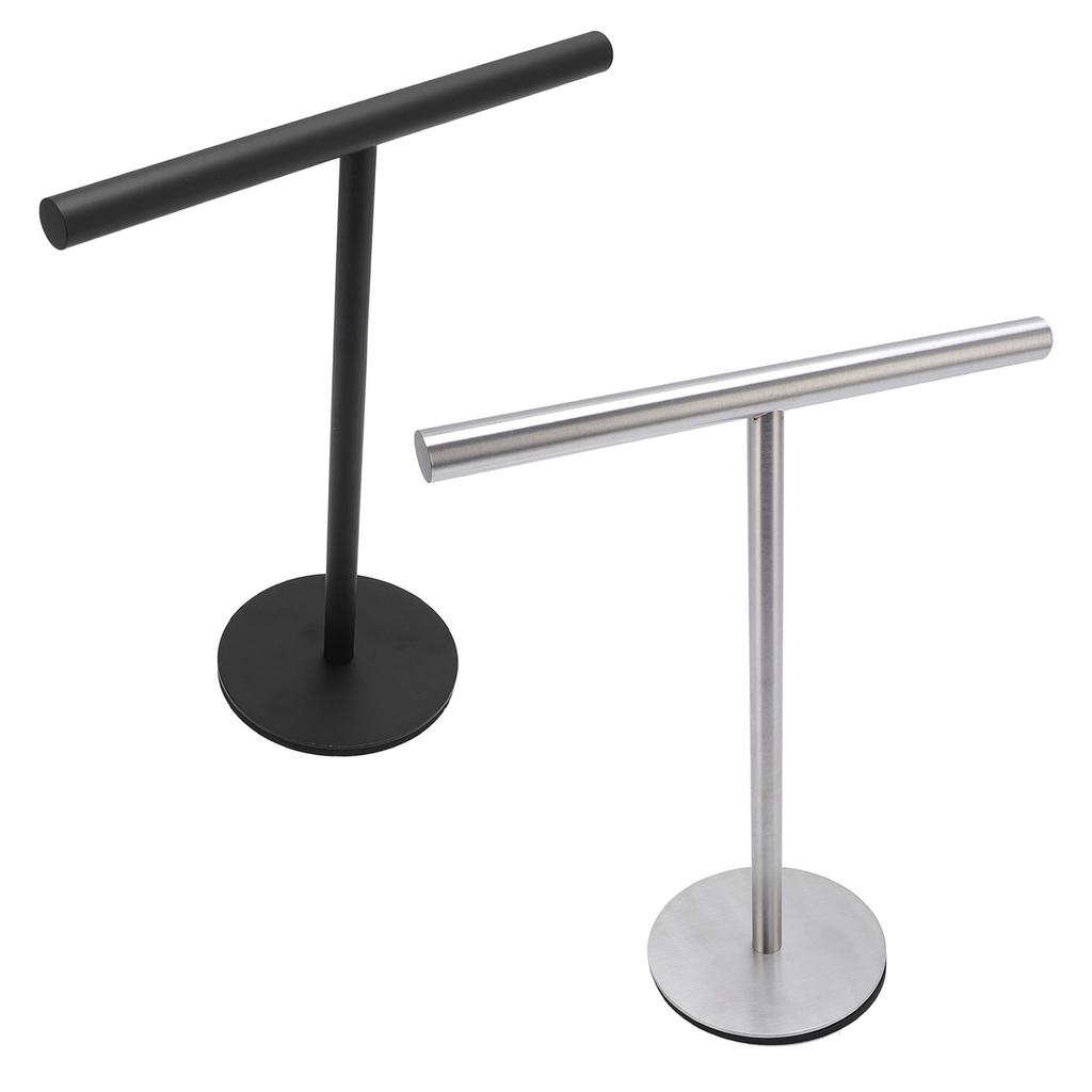T Shape Towel Holder Stainless Steel Standing Hand Towel Rack with Heavy Base Jewelry Organizer for