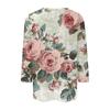 Женская мода повседневная 3/4 рукава цветочный принт пуловер круглый вырез топ повседневная одежда