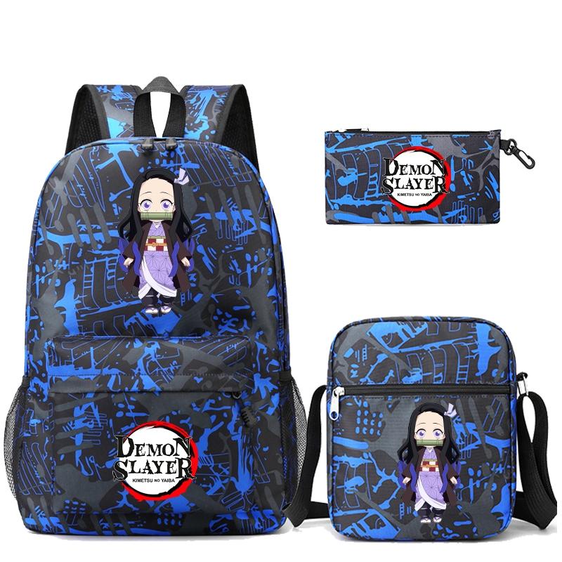 3 шт./компл. рюкзак «Убийца Демонов» в стиле аниме с сумкой на плечо, пенал для мальчиков и девочек, школьная сумка для книг, мужская и женская дорожная сумка