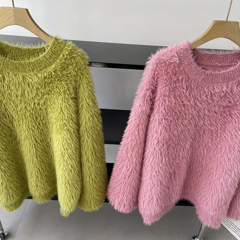 Молочный свитер, пуловер, женский зимний корейский свитер с круглым вырезом и длинными рукавами, повседневный ветер, тонкий, высококачественный, мягкий восковой свитер, женский пуловер