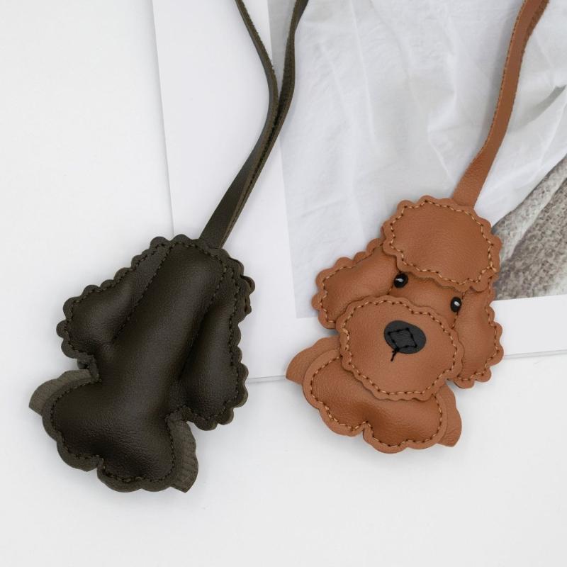 Стильный прочный брелок для ключей из искусственной кожи в виде собаки, аксессуар для украшения автомобиля или сумки с прочным плетеным ремешком для ежедневного использования