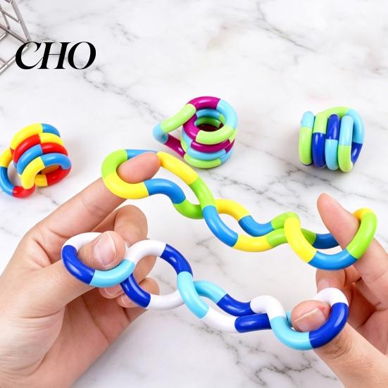 Hand Relaxation Toy 2/4/6Pcs Stress Relief Plastic Twisted Focus Aid Finger Sensory Fidget Flexibility Training Portable Educational Twisting Loop