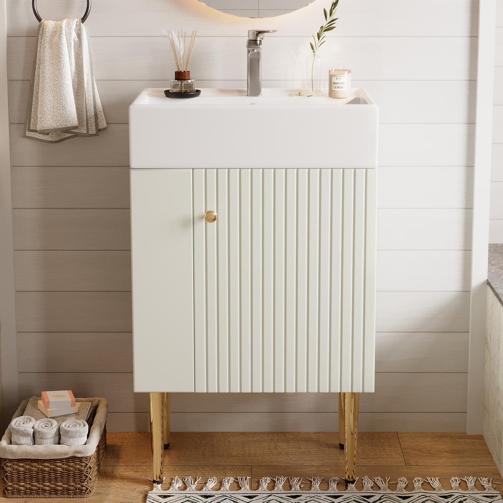 Bathroom Furniture Washbasin with Vanity Unit 55 cm, Vanity Unit, Small Guest Bathroom Furniture, White