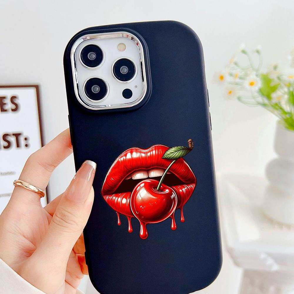 LZ18 Lips Kiss Soft Phone Case for Samsung S24 Ultra S23 Plus S21 FE A16 A54 A34 A05s A06 Infinix Hot 40 30i Lens Protection Shockproof Cover